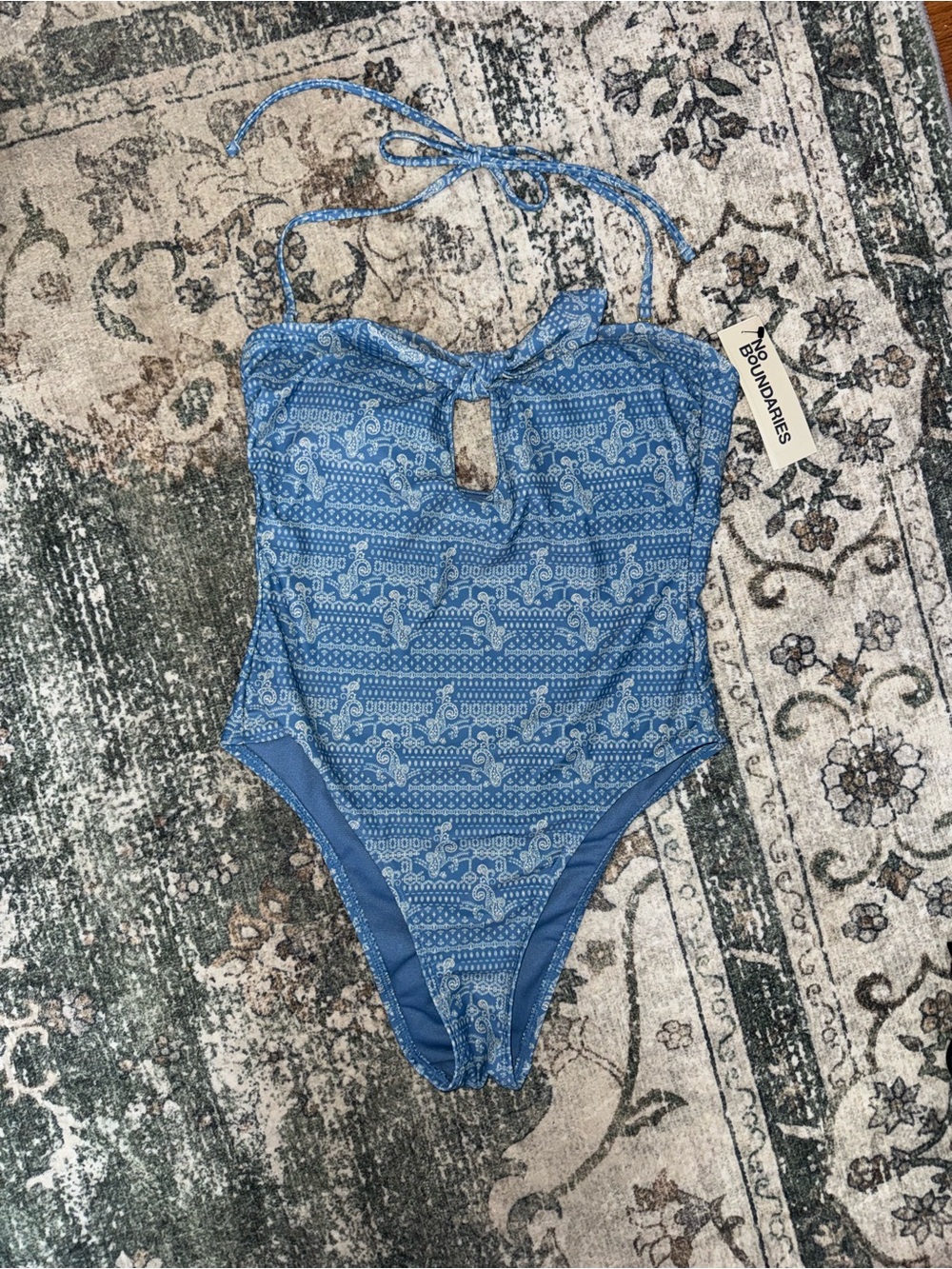 No Boundaries Blue Patterned One-Piece Swimsuit